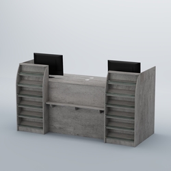 Ресепшен Атлант с фасадными наклонными полочками №3, Бетон Чикаго светло-серый F186 ST9