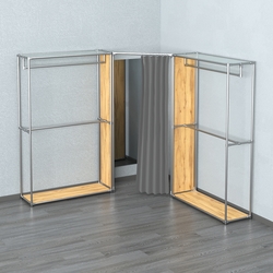 Примерочная с зеркалом из системы ХРОМ с поручнями №1-1, Дуб Золотистый