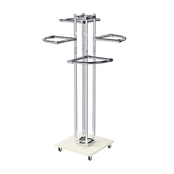 Торговое хромированное вешало с разноуровневыми поручнями СЕКТОР №1-1, Белый