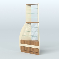 Витрина внешний угол БРИЗ №3, Крем Вайс + Орех