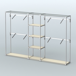 Торговая система ХРОМ без ДСП 3030 мм с полками ДСП и поручнями №8, Крем Вайс