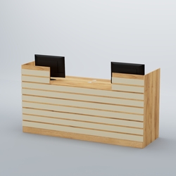 Ресепшен Атлант с накладными планками №6, Дуб Золотистый и Крем Вайс