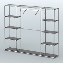 Торговая система ХРОМ без ДСП 2430 мм с полками ДСП и поручнями №11, Черный