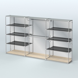 Торговая система ХРОМ (задняя стенка - зеркало) 3600 мм с тонированными полками и поручнями №1, Дуб Сонома