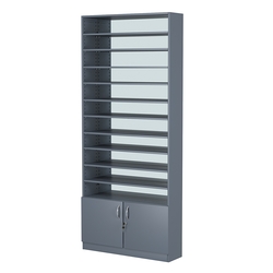 Стеллаж из ДСП с 10-ю полками 250x900 мм серии LEVEL-10 №11-2 (З/C - ЗЕРКАЛО), Темно-Серый