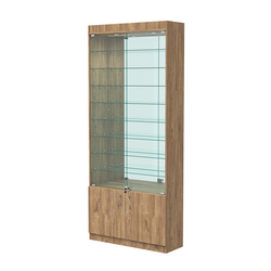 Витрина ОПТИКА №1-3 (задняя стенка зеркало), Дуб Канзас коричневый