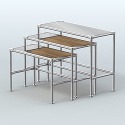 Комплект столов №1-5 с полками зеркало 4мм, Дуб Золотистый