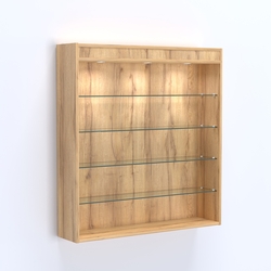 Витрина настенная №204-3Г открытая с четырьмя полками и фризом, Дуб Золотистый