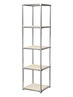 Торговый хромированный стеллаж с полками ДСП №1, Крем Вайс