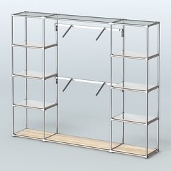 Торговая система ХРОМ без ДСП 2430 мм с зеркальными полками и поручнями №7, Дуб Сонома