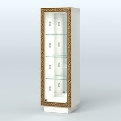 Низкая витрина с декором и диодной подсветкой НБА-3С, Белый