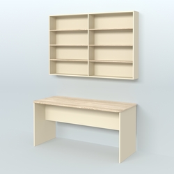 Распаковочный большой стол с антресолью для аптеки Р-05, Крем Вайс и Дуб Сонома U2236-5