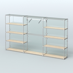 Торговая система ХРОМ (задняя стенка - стекло) 3600 мм с полками ДСП и поручнями №9, Дуб Сонома