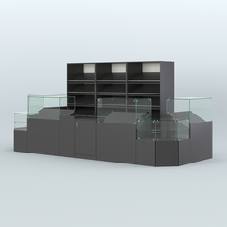 Пристенный павильон с прилавками и стеллажами для торговли хлебом и выпечкой №5, Черный и Белый