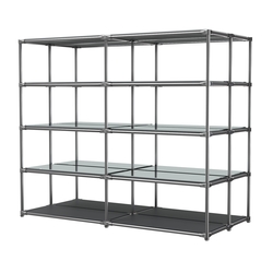 Хромированное вешало ПЛАТФОРМА №4-4 с зеркальными полками 4мм, Антрацит