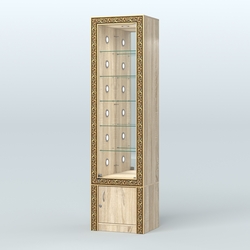 Витрина с декором и стеклянными полками №ВБА-504С, Дуб сонома