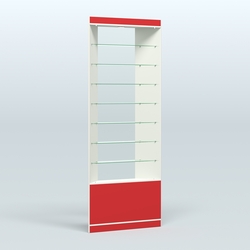 Высокая витрина серии Эконом №305 внешний угол (без дверей), Белый + Красный