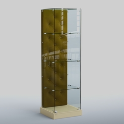 Низкая стеклянная витрина КАПИТОНЕ №1-ХП, Крем Вайс + 09 Olive