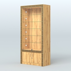 Витрина отдельно-стоящая с декором №ВБА-501С, Дуб Золотистый