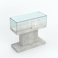 Стеклянный островной прилавок прямоугольный №1, Метрополитан Грей