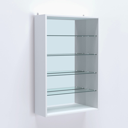 Витрина настенная №202-2Г с четырьмя полками и зеркалом, Белый