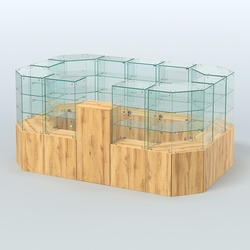 Стеклянный островок-павильон серии КОЛЬЦО прямоугольный №6, Дуб Золотистый