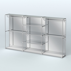 Торговая система ХРОМ (задняя стенка - зеркало) 3600 мм с зеркальными полками и поручнями №2, Серый