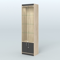 Витрина из ДСП с дверками для аптеки №2-400-1, Дуб Сонома + Черный