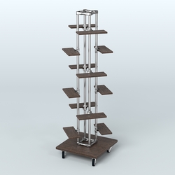 Торговый стенд для обуви с двенадцатью полками ЛЕСЕНКА №2-1, Дуб Венге