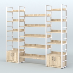 Комбо стеллажей с полками STRONG - АЛЬФА №3 (2560 мм), Дуб Сонома + Белый