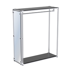 Хромированный обзорный стенд-вешало, торец-зеркало ZTD-11 №1-3 с полками ДСП 16 мм, Черный