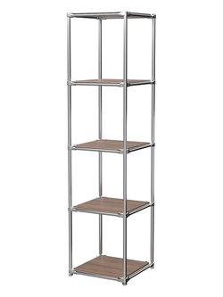Торговый хромированный стеллаж с полками ДСП №1, Орех