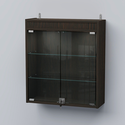 Витрина настенная №201-3А с прозрачными полками и фризом с подсветкой, Дуб Венге