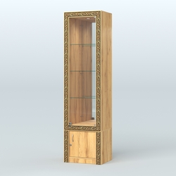 Витрина зеркальная с декором №ВБА-4, Дуб Золотистый