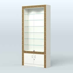 Витрина закрытая с декором №ВБА-31, Белый