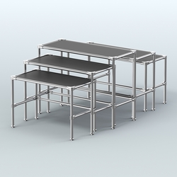 Комплект столов №2-4 с полками ДСП 16мм, Черный
