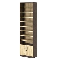 Стеллаж из ДСП с 8-ю полками 300x600 мм серии LEVEL-8 №5 (З/C - ДВП), Дуб Венге + Дуб Сонома