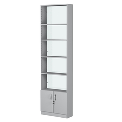 Стеллаж из ДСП с 4-мя полками 200x600 мм серии LEVEL-4 №3-1 (З/C - СТЕКЛО), Серый