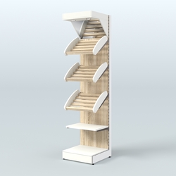 Стеллаж для хлеба и выпечки с полками - корзинами и фризом Феникс №16Ф, Белый + Дуб Сонома