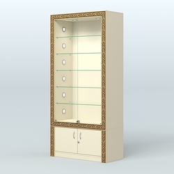 Витрина отдельно-стоящая с декором №ВБА-501С, Крем Вайс