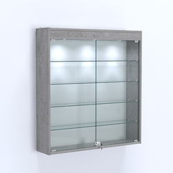 Витрина настенная №204-3А с подсветкой, Бетон Чикаго светло-серый F186 ST9