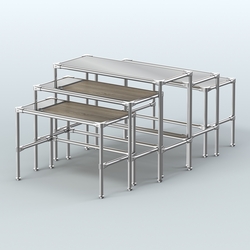 Комплект столов №2-5 с полками зеркало 4мм, Дуб Сонома