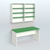 Распаковочный стол с антресолью для аптеки Р-04 Белый + Зеленый Оксид 9561 BS