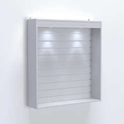 Витрина настенная №204-2В открытая с экономпанелью и верхней подсветкой, Серый