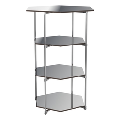 Торговый стенд ЗВЕЗДА с тремя шестигранными зеркальными полками №4, Дуб Венге