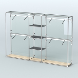 Торговая система ХРОМ (задняя стенка - стекло) 3030 мм с тонированными полками и поручнями №8, Дуб Сонома