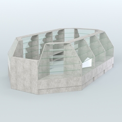 Низкий торговый остров серии Алмаз №4 большой, Метрополитан Грей