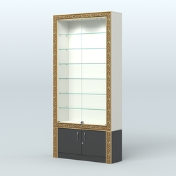 Витрина закрытая с декором №ВБА-31, Белый и Черный