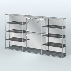 Торговая система ХРОМ (задняя стенка - зеркало) 3600 мм с тонированными полками и поручнями №9, Темно-Серый