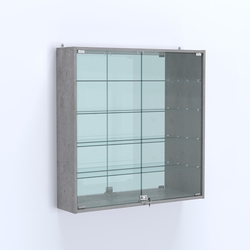 Витрина настенная №204-2А зеркальная, Бетон Чикаго светло-серый F186 ST9